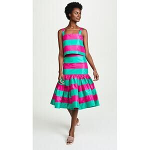 Leal Daccarett Pink Green Venus Striped 2PC Top Skirt Set Size 8